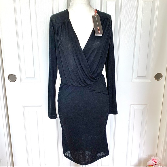 NWT Anthropologie Anama Faux Wrap Open Back Dress Black SM - Picture 16 of 16